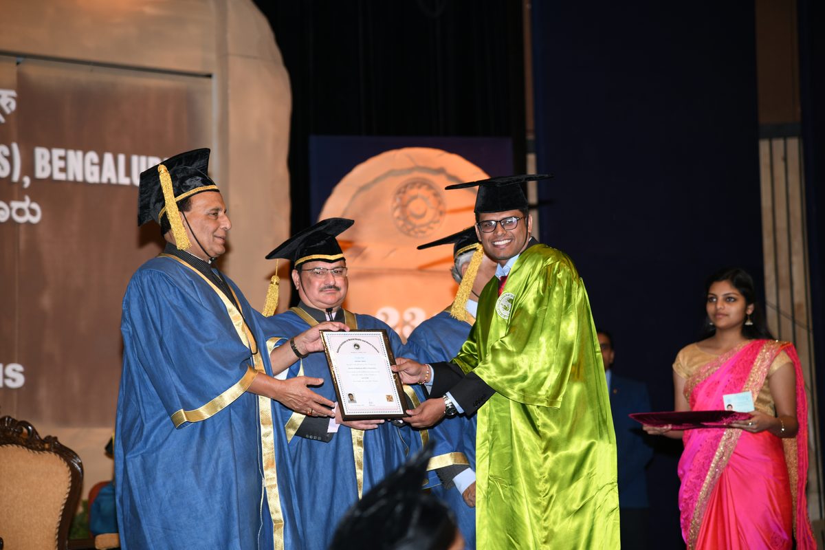 Dr. Jitender Jakhar receiving his MD Psychiatry degree at NIMHANS Convocation, Bengaluru